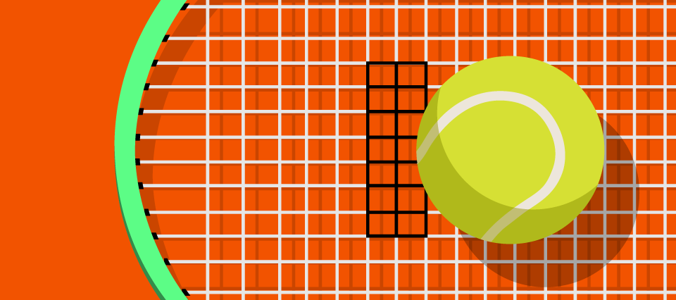 10/10 tennis betting experience. Tennis racket with the 10bet logo branded in the middle using a tennis ball for the number zero.